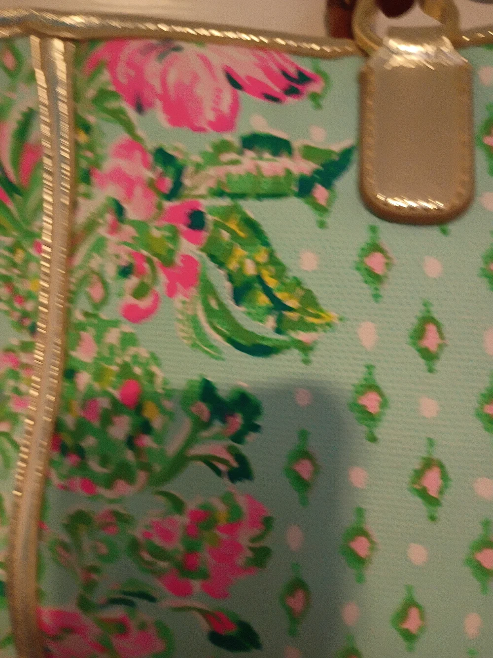 Lilly Pulitzer Greydon Canvas Tote Diamond Girl NEON Pink AccentsNWT MSRP $158 - Picture 7 of 10
